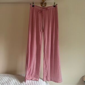 Red & White Striped Wide Leg Pants